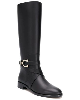 Ferragamo Gancini Leather Knee-High Boot