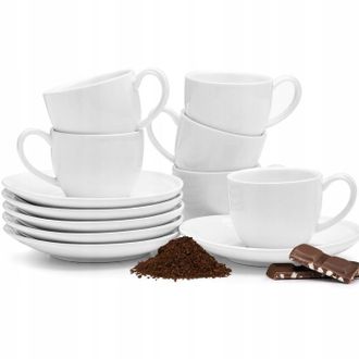OEM Juego De 6 Tazas De 70 Ml Con Platillos De Porcelana Para Caf&eacute; Espresso