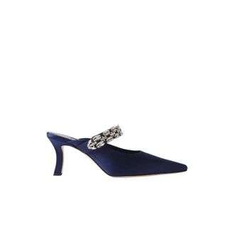 Manolo Blahnik Tamolmu Mules 70 - Dames - Muiltjes - Blauw - 39 1/2 EU - Satijn - Schoenen