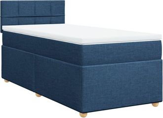 vidaXL Cama Box Spring Con Colch&oacute;n Tela Azul 80x200 Cm Vidaxl