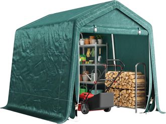 OEM Carpa De Jard&iacute;n Exterior 2,4x2x2 M Cobertizo Exterior Con 2 Puertas Con Cremallera Impermeable Anti-uv Carpa Verde