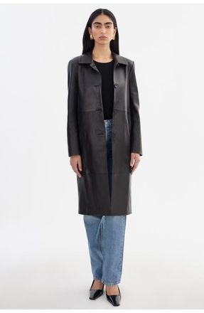 LaMarque BELEN | Longline Leather Coat in Black at Nordstrom, Size X-Small
