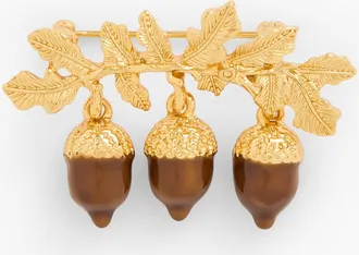 Talbots Acorn Branch Brooch - Acorn Brown/Gold - 001 Talbots