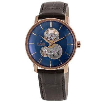 Rado Coupole Automatic Open Heart Blue Dial Leather Strap Mens Watch R22895215