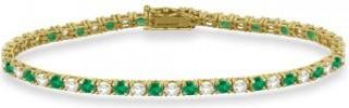 Allurez Alternating Diamond & Emerald Eternity Tennis Bracelet 14K Yellow Gold (4.73ct)