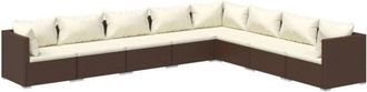 vidaXL 8 Pcs Garden Lounge Set Con Coj&iacute;n Mimbre Pe Brown
