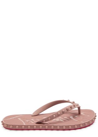 Christian Louboutin Super Loubi Studded Rubber Flip Flops - Rose - 37 (IT37 / UK4)