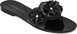 Jack Rogers Amelia Flower Jelly Sandal in Black at Nordstrom, Size 10