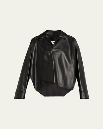 Loewe Asymmetric Wrap Leather Shirt Jacket