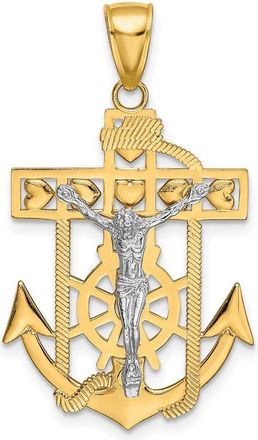 Diamond2Deal 10k Two-tone Mariners Crucifix Pendant