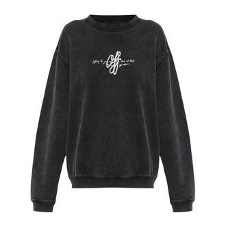 Off-white Hoodies & sweatvesten, Dames, Zwart, L, Katoen, Gedrukte Sweater