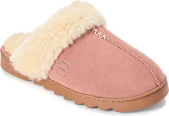 Dearfoams Womens Helena Genuine Suede Scuff House Shoe Slipper