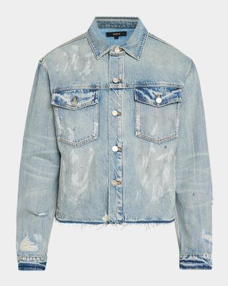 Purple Distressed Denim Jacket