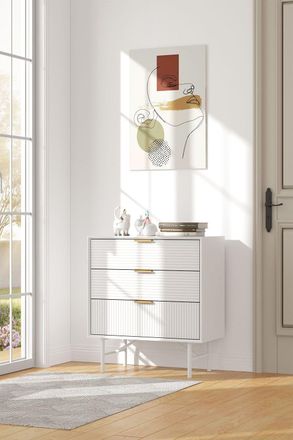 Living and Home 3-Tier Bedroom Striped Storage Cabinet