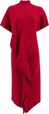 Colville Kleedjes, Dames, Rood, S, Rode Liefde Midi Jurk met Korte Mouwen