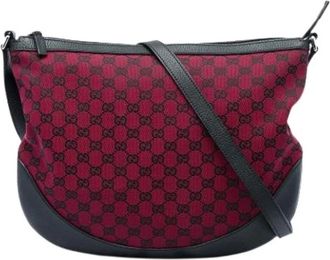 Gucci Pre-owned Vintage Canvas Crossbody Bag - Dames - Vintage Schoudertas - Rood - ONE Size - Leer - Vintage