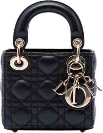 Dior Pre-owned Lady Dior Mini Bag - Dames - Vintage Mini Tas - Zwart - ONE Size - Leer - Vintage