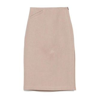Fendi Lichtbruine Rok met Zijrits - Dames - Midirokken - Roze - S - Rokken