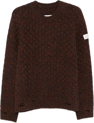 Maison Margiela Truien & Vesten, Heren, Bruin, S, Wol, Bruine Wol Kabeltrui