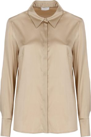 PESERICO Brown Silk Long-Sleeve Shirt