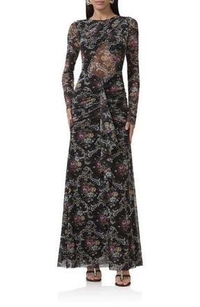 AFRM Daysa Shirred Long Sleeve Maxi Dress in Ornate Floral at Nordstrom Rack, Size Large