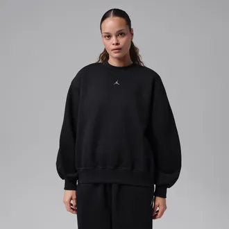 Nike Jordan Womens Jordan Brooklyn Fleece Crew-Neck Sweatshirt in Black | IM7288-010