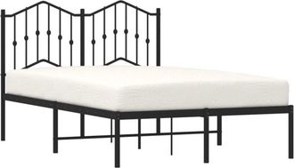 vidaXL Metal Bed Frame without Mattress with Headboard Black 120x190cm vidaXL