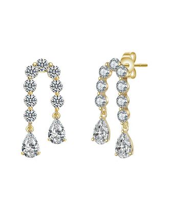 Rachel Glauber 14K Plated CZ Drop Earrings