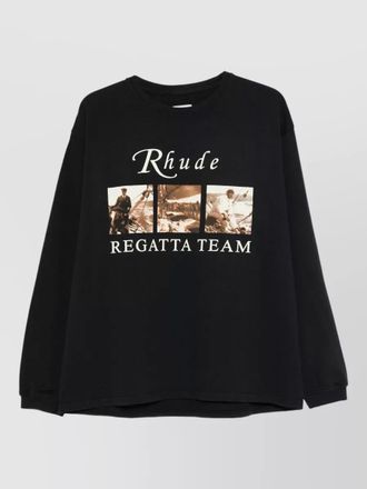 Rhude ribbed long-sleeve cotton printed t-shirt