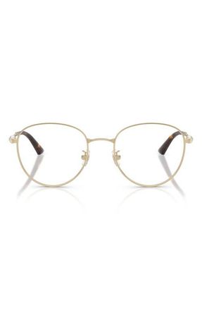 Jimmy Choo London 54mm Round Optical Glasses in Pale Gold /Demo Lens at Nordstrom