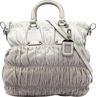 Prada Pre-owned Handbags, female, Gray, Size: ONE SIZE Pre-owned Leather Satchel