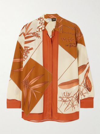 Loewe + Paulas Ibiza Camicia In Misto Cotone E Seta Stampato - Arancione