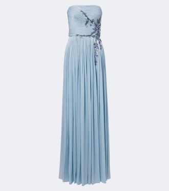 Costarellos Abito lungo bustier Lenina in georgette con Lurex