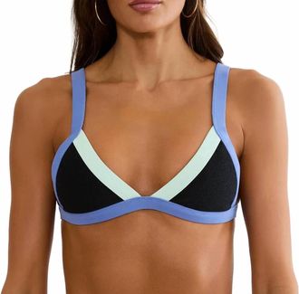 Beach Riot Mika Bikini Top In Sapphire Sea Colorblock
