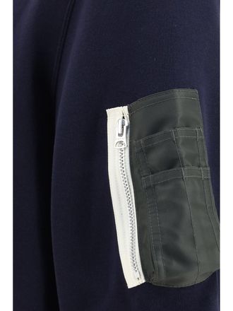 sacai Mens Polo Shirt Terry Zip Navy-Dark Khaki Cotton Navy/dark T-shirts And Polos