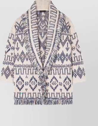 Alanui wool cardigan with belted waist and fringe