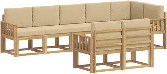 vidaXL Conjunto De Sof&aacute;s De Exterior 8 Uds. Y Beige Poli&eacute;ster Vidaxl