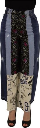 Dolce & Gabbana Multicolor High-Waist Wide-Cut Jeans - Dames - Loose Fit Jeans - Veelkleurig - 2XS - Katoen - Jeans