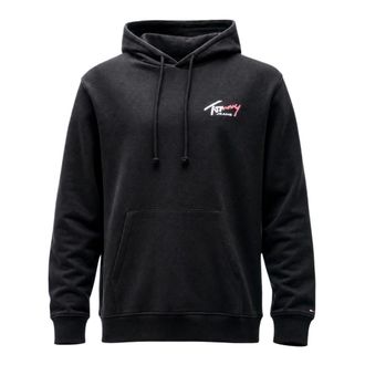 Tommy Jeans Hoodies, male, Black, Size: 2XL TJM Reg Entry Sign Hoodie