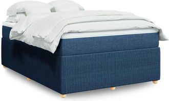 vidaXL Cama Box Spring Con Colch&oacute;n Tela Azul 160x200 Cm Vidaxl