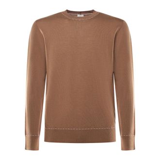 Eleventy Round-neck Knitwear, male, Brown, Size: 2XL Round-neck Knitwear