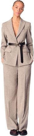 Maje Belted suit jacket in Grey at Nordstrom, Size 42 Eu