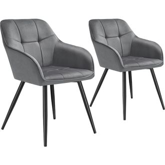 TecTake Dining Chair Marilyn Set Of 2 - Grey/Black in Grey | Size: 2 Pack