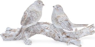 Melrose International White Washed Birds on Branch Figurine 9.5L - White, Brown
