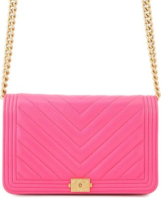 Chanel Boy Chanel Grained Calfskin Chain/Shoulder Wallet (Pre-Owned)