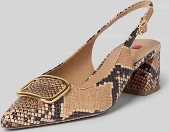 H&ouml;gl Pumps aus echtem Leder mit Allover-Animal-Print in Cognac, Gr&ouml;&szlig;e 37