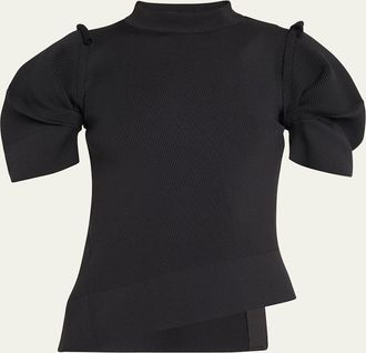 sacai Asymmetric Pleated-Sleeve Sweater