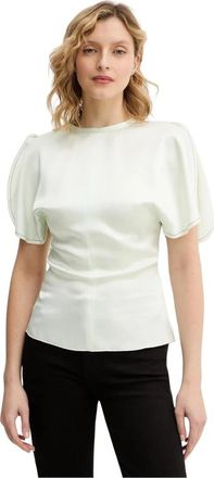 Victoria Beckham Bela Top met vlinder mouwen - Dames - Blouses - Groen - S - Satijn - Overhemden