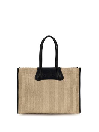 Vivienne Westwood Womens Tote Bag Troy Natural Raffia Shoulder