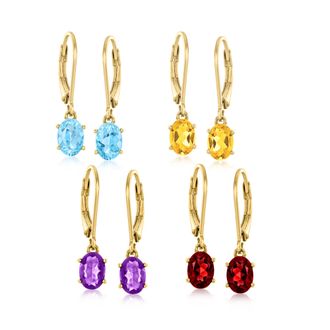 Ross-Simons Multi-Gemstone Jewelry Set: 4 Pairs Of Drop Earrings in 18kt Gold Over Sterling